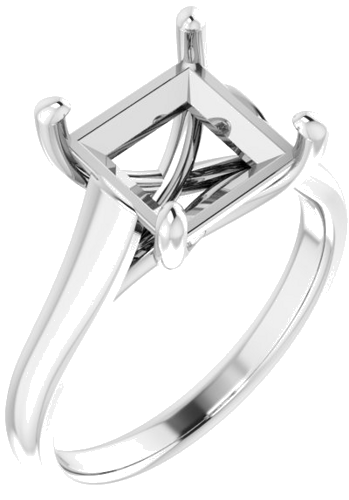 14K White 8 mm Square Solitaire Engagement Ring Mounting (1)