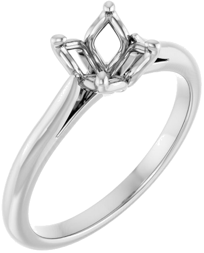 14K White  6.5 mm Round Solitaire Engagement Ring Mounting (1)