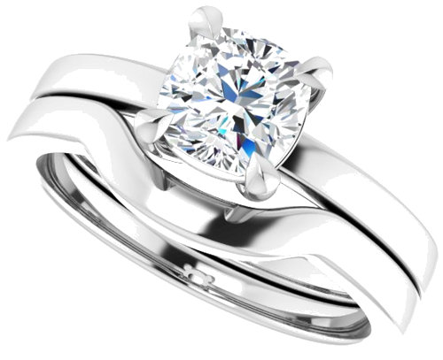 14K White 6 mm Cushion Solitaire Engagement Ring Mounting (10)