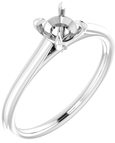 14K White  5.2 mm Round Solitaire Engagement Ring Mounting (1)