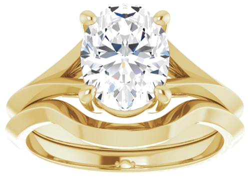 Sužadėtuvių Žiedas „Solitaire Split Shank“ 10k yellow gold Oval 9mm x 7mm (8)