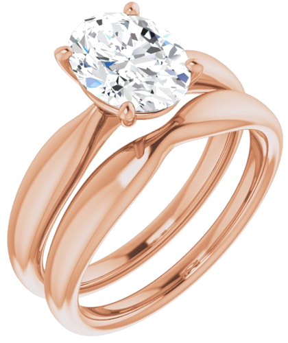 Sužadėtuvių Žiedas „Solitaire“ 585 Rožinis Aukso Oval 9mm x 7mm (6)