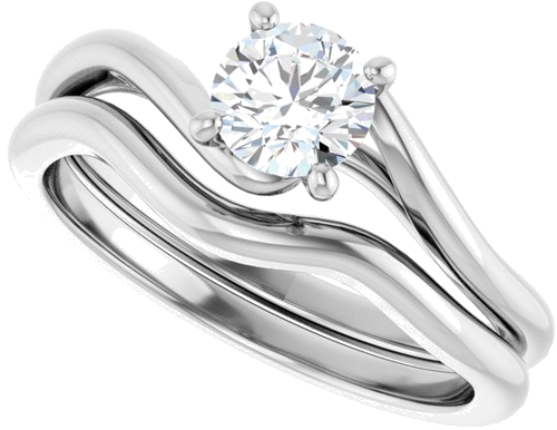 Sužadėtuvių Žiedas „Bypass“ 14k white gold Round 5.2mm (10)