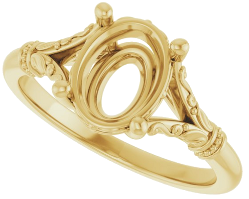 Sužadėtuvių Žiedas „Sculptural“ 14k yellow gold Oval 9mm x 7mm (5)