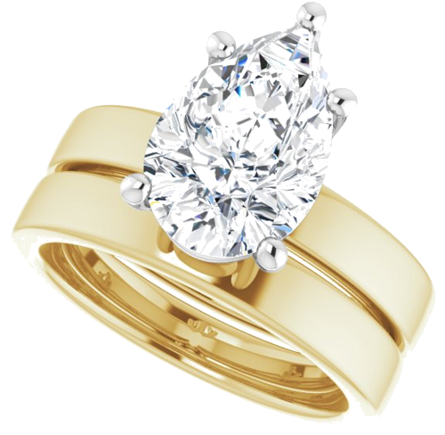 Sužadėtuvių Žiedas „Solitaire“ 18k yellow/white gold Pear 12mm x 8mm (10)
