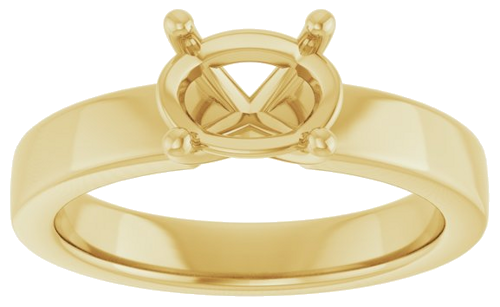14K Yellow 8x6 mm Oval Solitaire Engagement Ring Mounting (3)