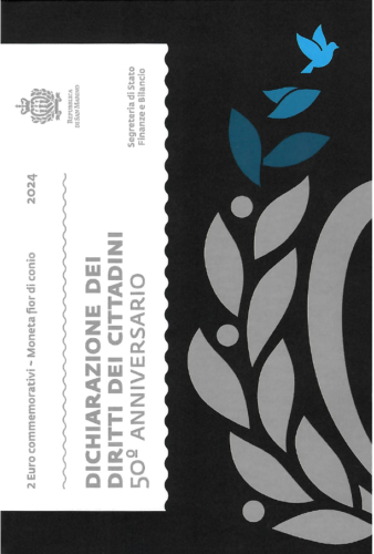 2024 San Marinas Piliečių teisių deklaracija 2 eurų BU moneta kortelėje (4)