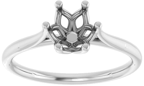 14K White 6 mm Cushion Engagement Ring Mounting (3)