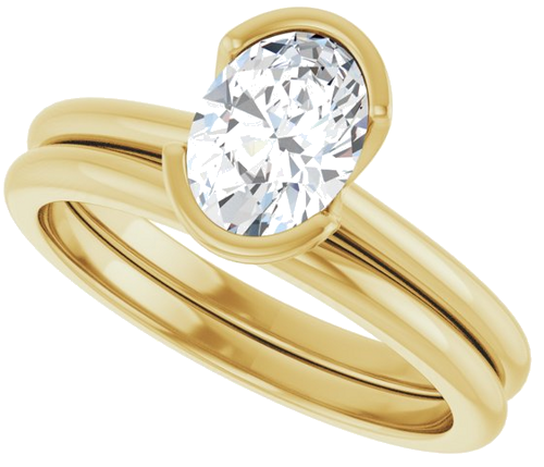 Sužadėtuvių Žiedas „Half-Bezel“ 14k yellow gold Oval 7.5mm x 5.5mm (10)