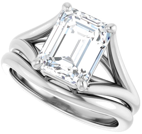 Sužadėtuvių Žiedas „Solitaire“ 14k white gold Emerald 9mm x 7mm (10)