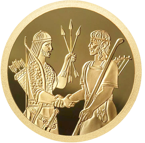 1/20 oz Dāvida un Jonatana 2024 Izraēlas zelta monēta (1)