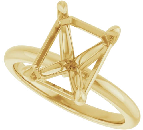 14K Yellow 10x8 mm Emerald Solitaire Engagement Ring Mounting (5)
