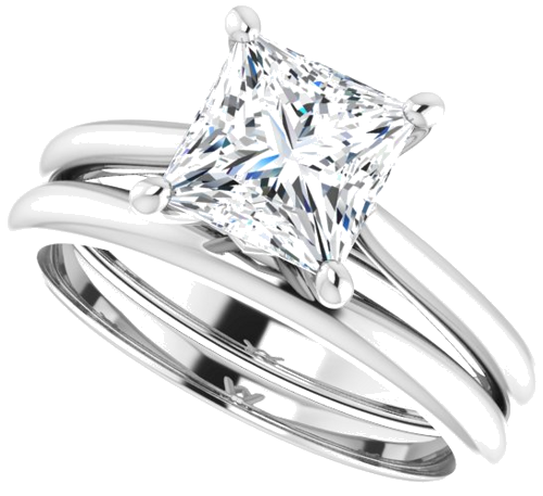 14K White 6.5 mm Square Solitaire Engagement Ring Mounting (10)