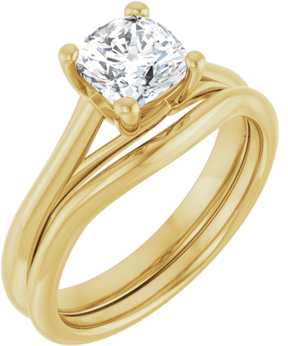 Sužadėtuvių Žiedas „Solitaire“ 585 Geltonojo Aukso Cushion 6mm (6)