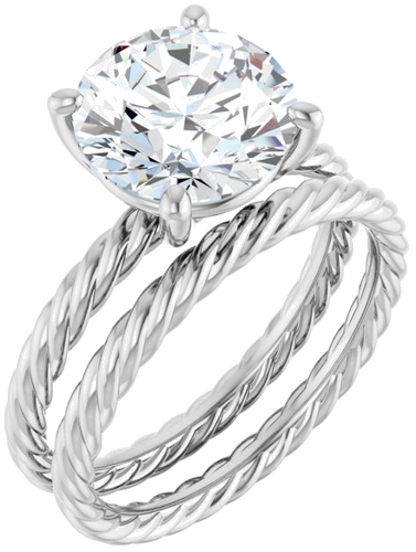 Sužadėtuvių Žiedas „Solitaire Rope“ 14k white gold Round 9.4mm (6)