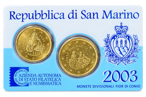 2003 Sanmarīno Eiro monētu komplekts BU kartītē (1)