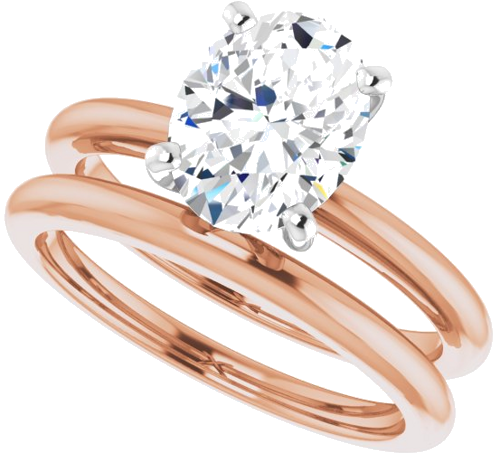 Sužadėtuvių Žiedas „Solitaire“ 585 Baltojo Ir Rožinis Aukso Oval 9mm x 7mm (10)