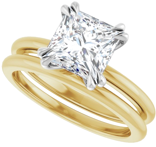 Sužadėtuvių Žiedas „Double Claw-Prong“ 14k yellow/white gold Square 7mm (10)