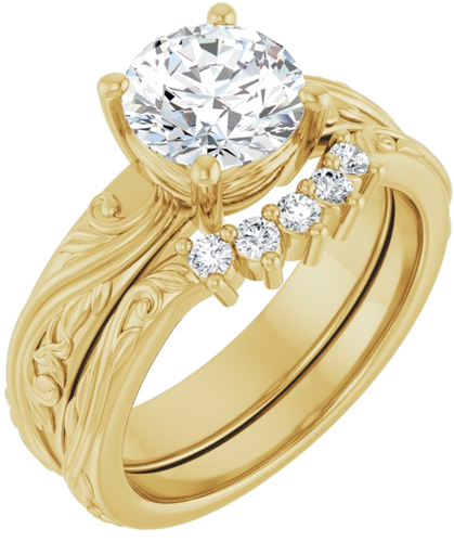 Sužadėtuvių Žiedas „Solitaire Sculptural“ 14k yellow gold Round 7.4mm (6)