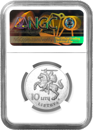 1993 Darius and Girėnas 10 Litas Silver Coin MS 67 (2)