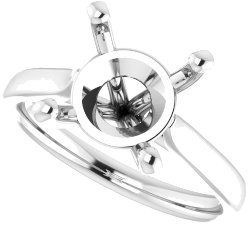 14K White 10 mm Round Engagement Ring Mounting (5)