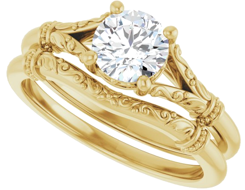 Sužadėtuvių Žiedas „Sculptural“ 14k yellow gold Round 5.8mm (10)