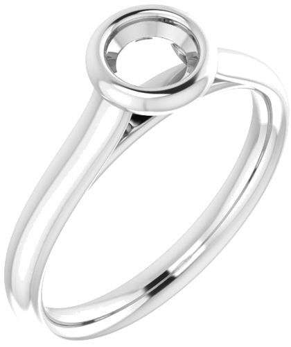 Sužadėtuvių Žiedas „Bezel-Set Solitaire“ 14k white gold Round 4.8mm (1)