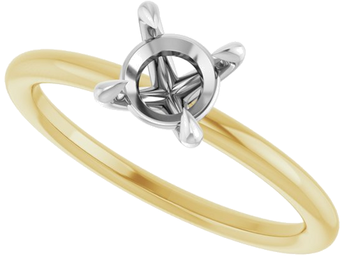 Sužadėtuvių Žiedas „Claw-Prong Solitaire“ 14k yellow/white gold Round 6mm (5)