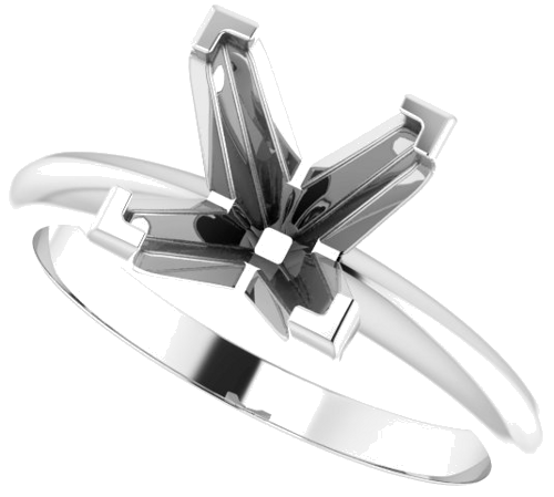 14K White 7.5 mm Square V-End 4-Prong Engagement Ring Mounting (5)