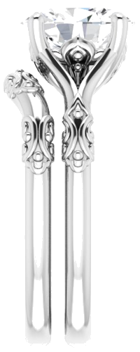 Sužadėtuvių Žiedas „Solitaire Split Shank“ 585 Baltojo Aukso Oval 9mm x 7mm (9)