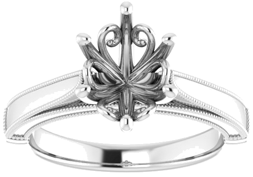 14K White  9x7 mm Oval Solitaire Engagement Ring Mounting (3)