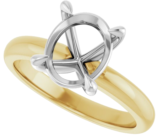 Sužadėtuvių Žiedas „Solitaire“ 585 Baltojo Ir Geltonojo Aukso Oval 10mm x 8mm (5)