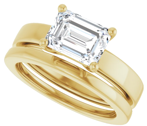 14K Yellow 8x6 mm Emerald Solitaire Engagement Ring Mounting (10)