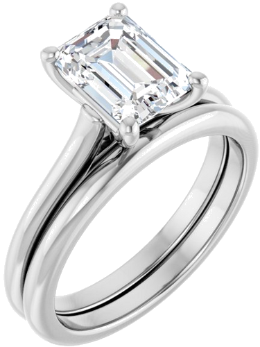 Sužadėtuvių Žiedas „Solitaire“ 585 Baltojo Aukso Emerald 8mm x 6mm (6)