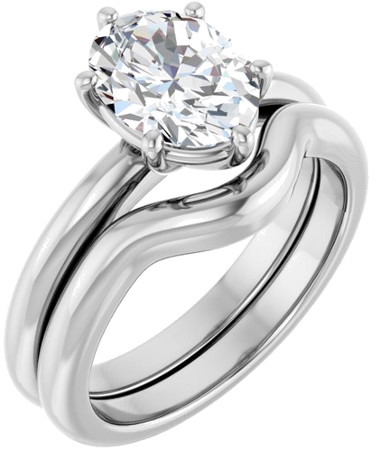 Sužadėtuvių Žiedas 14k white gold Oval 9mm x 7mm (6)