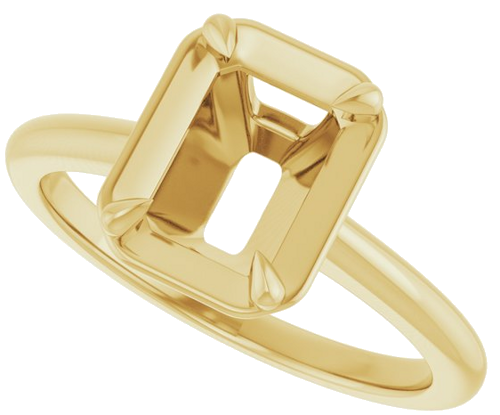 Sužadėtuvių Žiedas „Claw-Prong Solitaire Bezel-Style“ 14k yellow gold Emerald 8mm x 6mm (5)