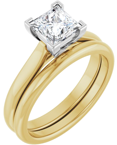 Sužadėtuvių Žiedas 14k yellow/white gold Square 5.5mm (6)