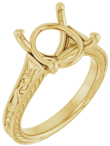 Sužadėtuvių Žiedas „Solitaire Scroll“ 14k yellow gold Round 11mm (1)