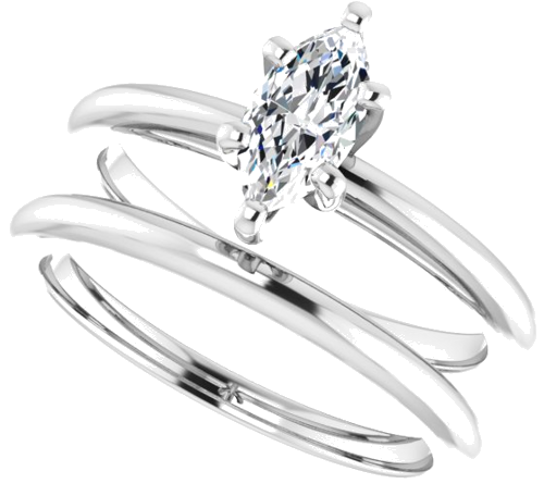 14K White  8x4 mm Marquise Solitaire Engagement Ring Mounting (10)