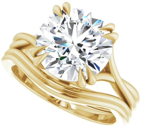 Sužadėtuvių Žiedas „Double Claw-Prong Solitaire Criss-Cross“ 14k yellow gold Round 10mm (10)