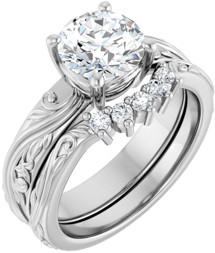 Sužadėtuvių Žiedas „Solitaire Sculptural“ 14k white gold Round 7.4mm (6)
