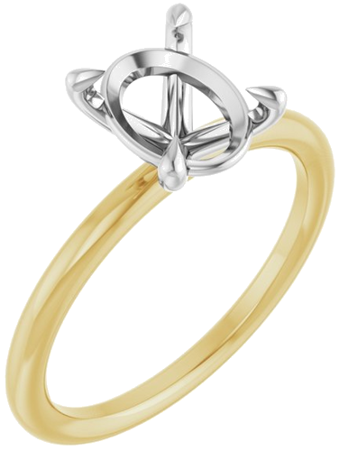 Sužadėtuvių Žiedas „Claw-Prong Solitaire“ 14k yellow/white gold Oval 9mm x 7mm (1)