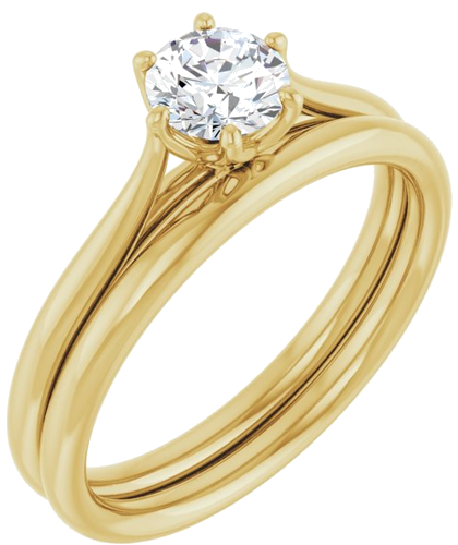 Sužadėtuvių Žiedas „Solitaire“ 585 Geltonojo Aukso Round 5.2mm (6)