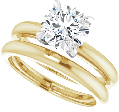 14K Yellow White 7.4 mm Round Solitaire Engagement Ring Mounting (10)