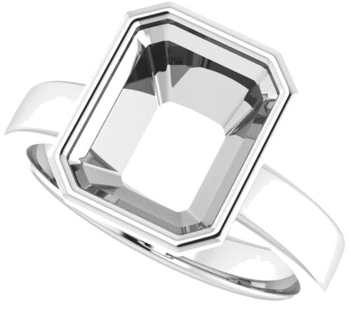 14K White 10x8 mm Emerald Solitaire Engagement Ring Mounting (5)