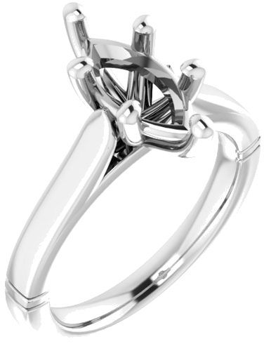 14K White  12x6 mm Marquise Solitaire Engagement Ring Mounting (1)