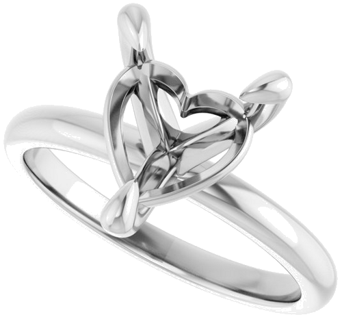 Sužadėtuvių Žiedas „Solitaire“ 14k white gold Heart 9mm (5)