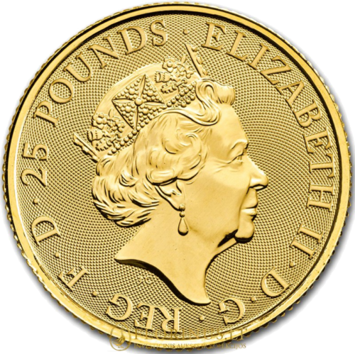 2018 Juodasis Jautis Karalienės žvėrys 1/4 oz auksinė moneta (2)