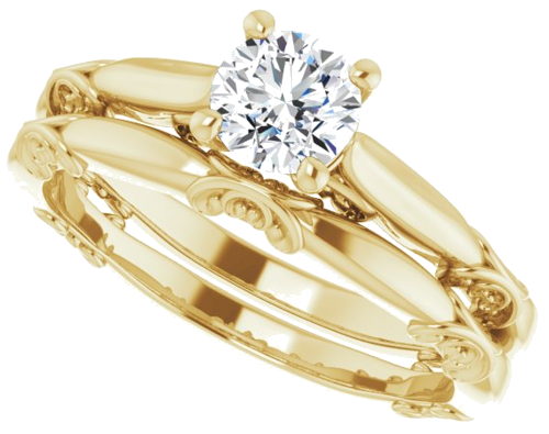 Sužadėtuvių Žiedas „Solitaire Sculptural“ 14k yellow gold Round 5.2mm (10)