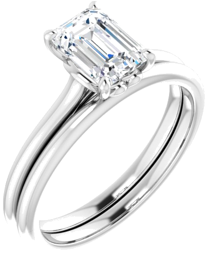 Sužadėtuvių Žiedas „Solitaire“ 14k white gold Emerald 7mm x 5mm (6)